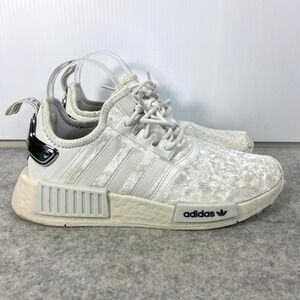 Adidas NMD_R1‎ White Silver Metallic Velvet Sneakers Womens 7